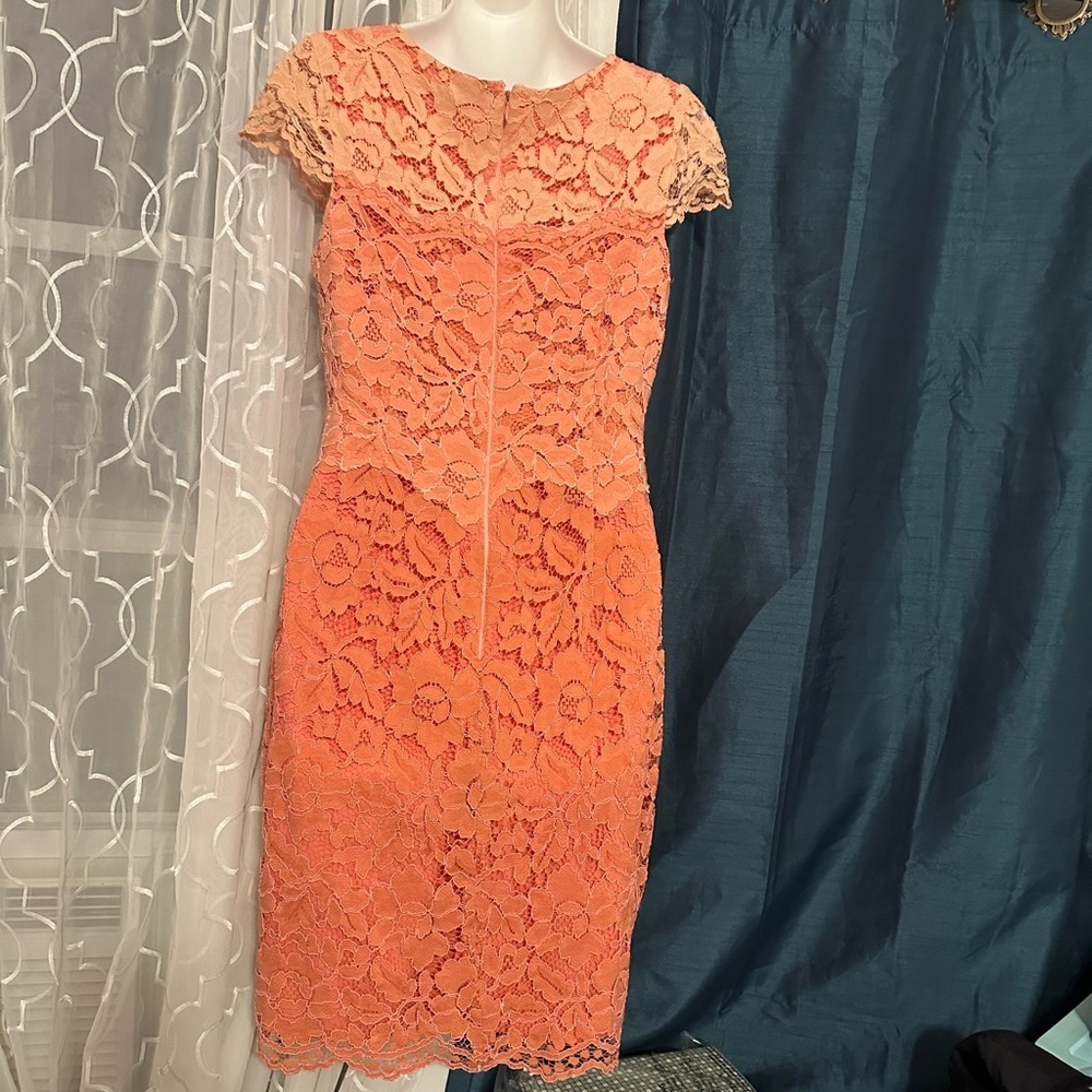 ANTONIO MELANI Coral Lace Midi Dress - Picture 3 of 4